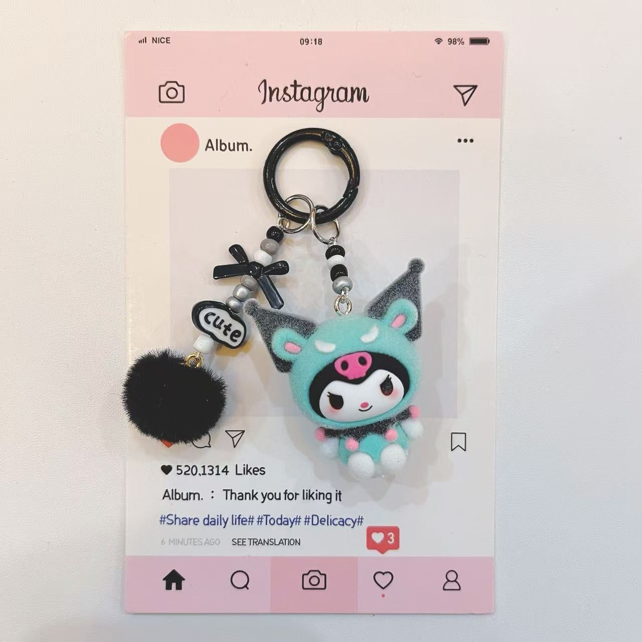 Little Devil Kuromi Series Cartoon Pendant Cute Keychain Doll Pendant Creative Mobile Phone Chain Bag Gift