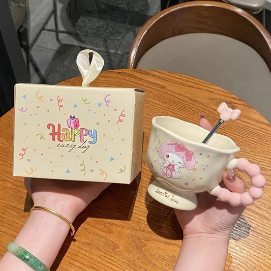 Sanrio mug ceramic water cup household drinking water office cup cute Melody series birthday gift