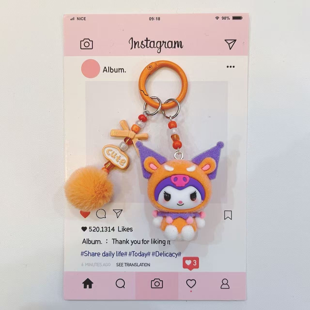 Little Devil Kuromi Series Cartoon Pendant Cute Keychain Doll Pendant Creative Mobile Phone Chain Bag Gift