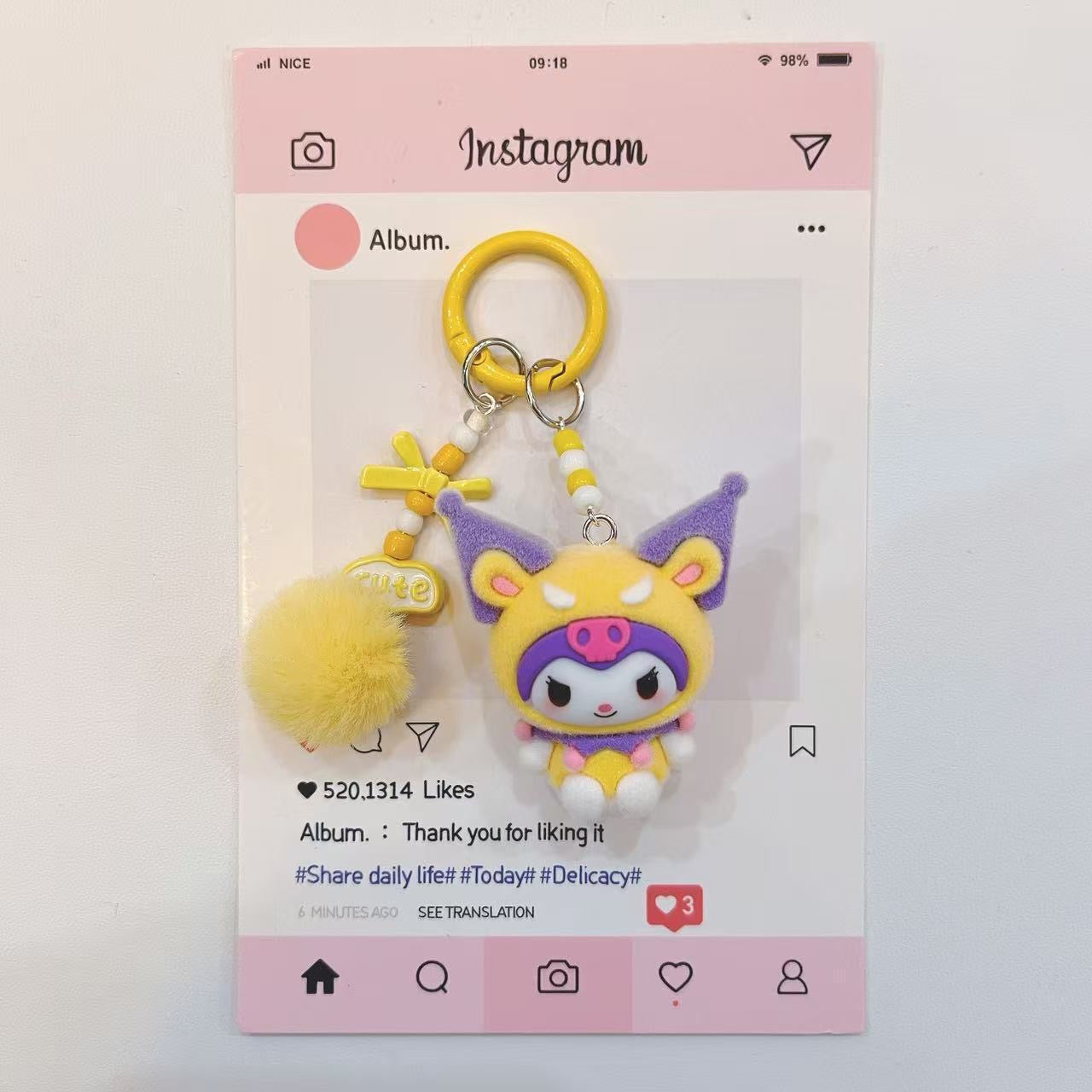 Little Devil Kuromi Series Cartoon Pendant Cute Keychain Doll Pendant Creative Mobile Phone Chain Bag Gift