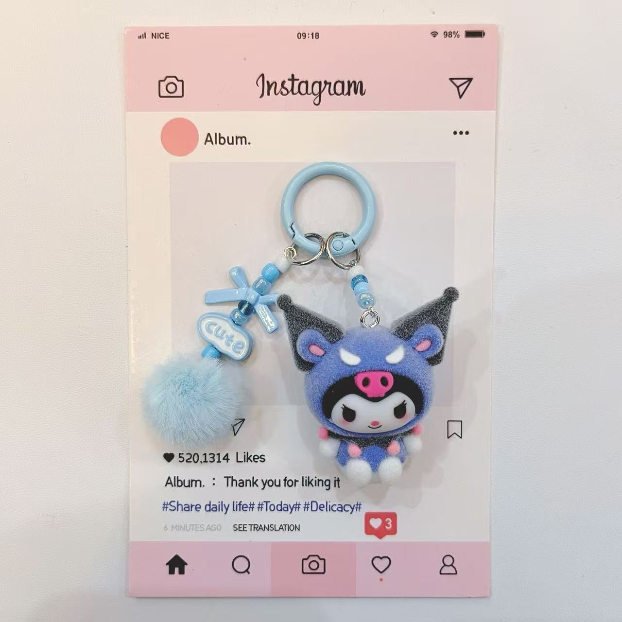 Little Devil Kuromi Series Cartoon Pendant Cute Keychain Doll Pendant Creative Mobile Phone Chain Bag Gift