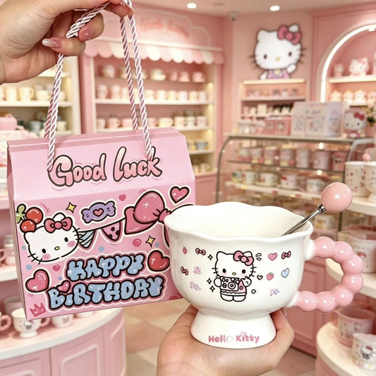 Popular cup gift box cute girl's heart ceramic mug girl's birthday gift good-looking gift water cup