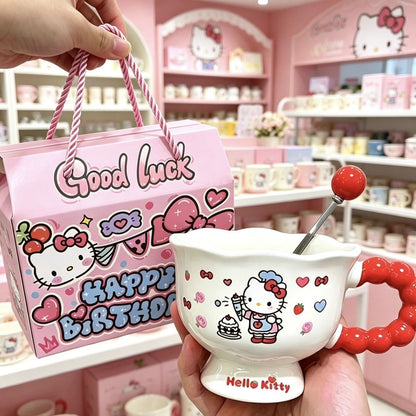Popular cup gift box cute girl's heart ceramic mug girl's birthday gift good-looking gift water cup