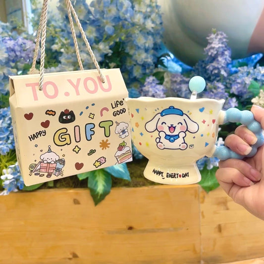 [Good-looking] Ceramic mug jade osmanthus dog couple birthday gift for girls and sisters gift pack