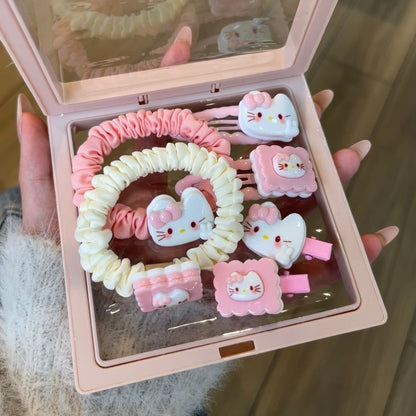 Cartoon ktiiy square cat hair clip hair rope cute girl gift box girlfriend best friend birthday gift for girls