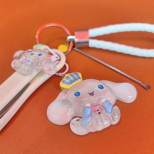 Popular crown cinnamon keychain nail clipper best friend couple schoolbag pendant car key ear spoon set