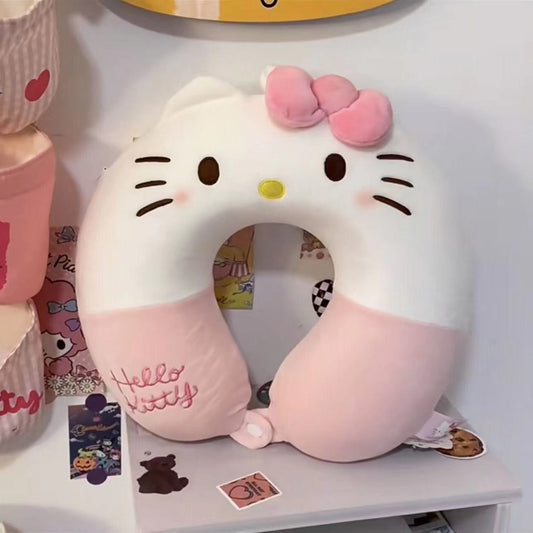 Cartoon kt cat u-shaped pillow cute girl heart pp cotton neck protection travel portable sleep aid sleeping pillow