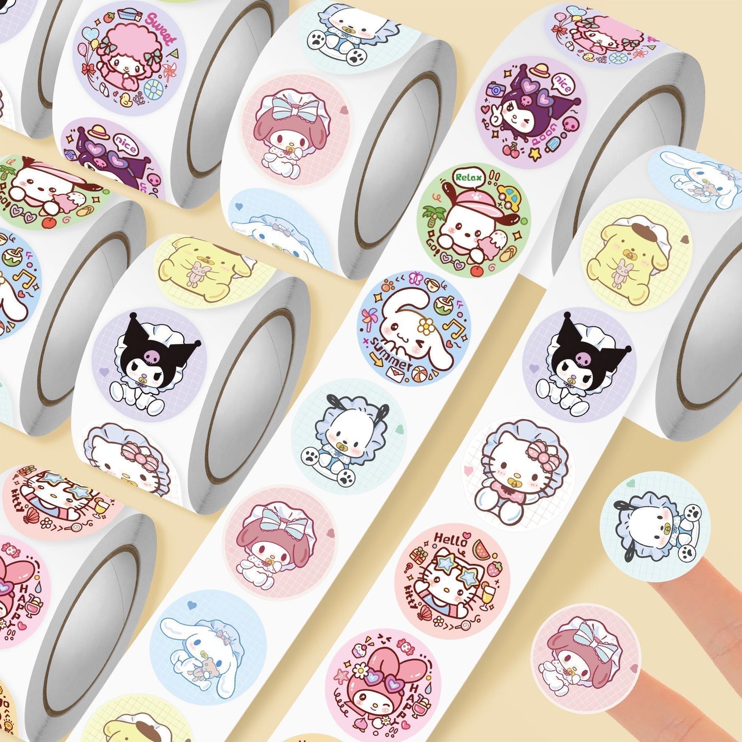 500pcs Bestseller Cute Sanrio Roll Stickers, Kids Reward Stickers, Cartoon Accessories for Journal Decoration & DIY Crafts