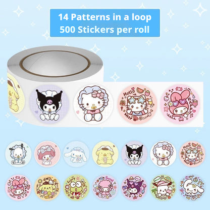 500pcs Bestseller Cute Sanrio Roll Stickers, Kids Reward Stickers, Cartoon Accessories for Journal Decoration & DIY Crafts
